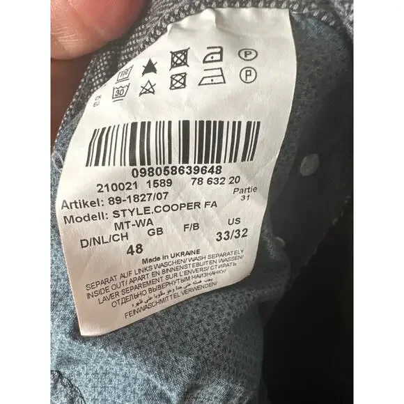 Brax Cooper Fancy Regular 33/30 Gray Black Diamond Comfort Chino Office Casual - Picture 7 of 9